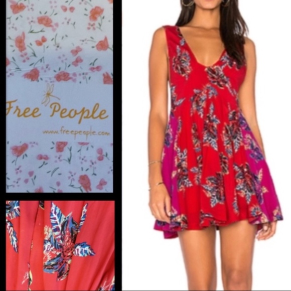 Free People Dresses & Skirts - Free People Deep V-Neck Floral Dress - S